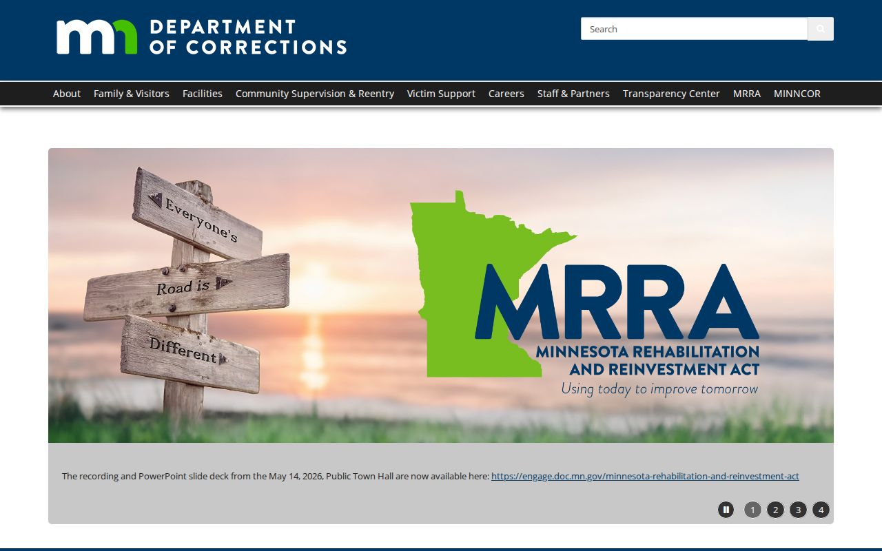 Minnesota Department of Corrections release records agency page