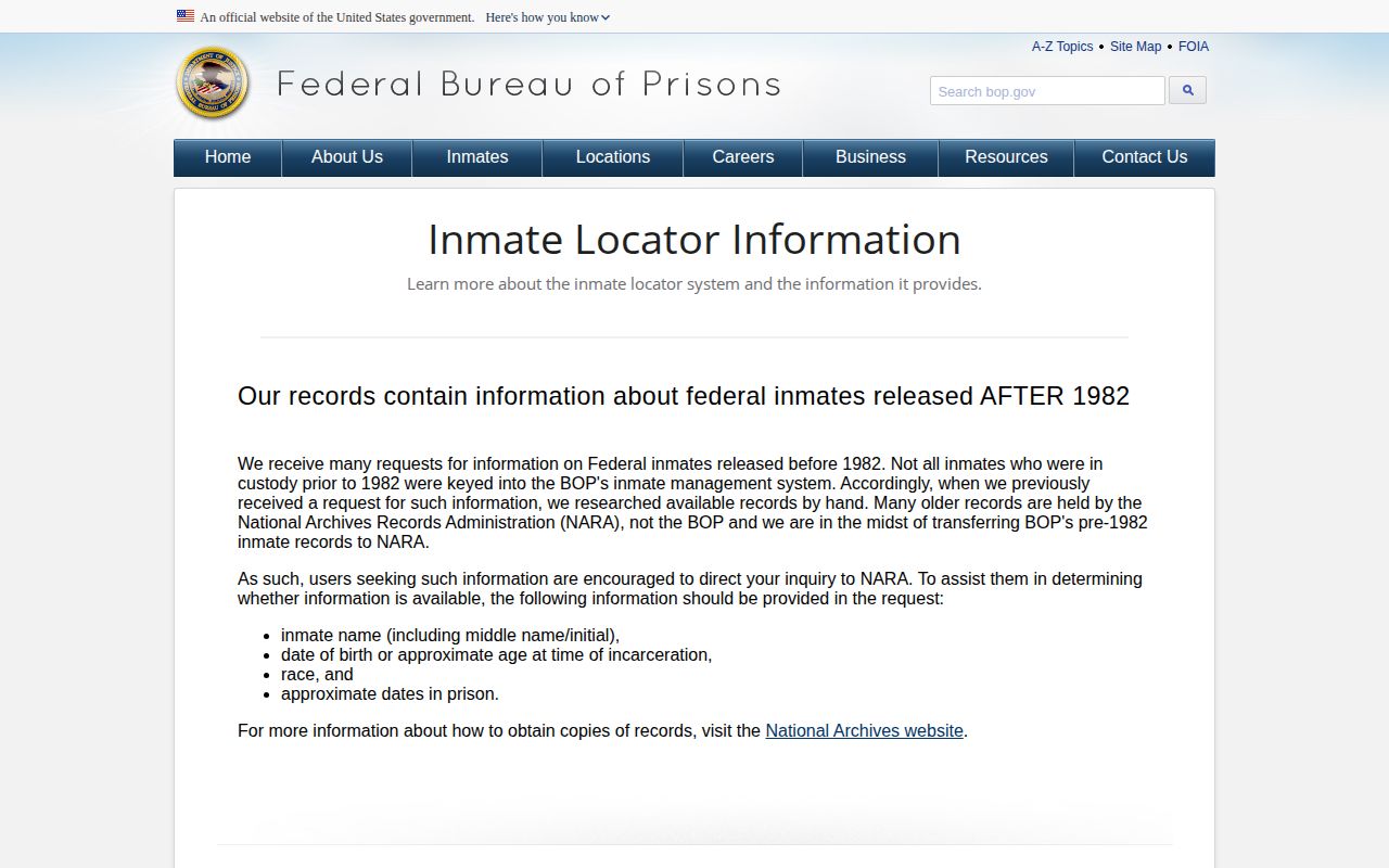 BOP released inmate records guidance for Minnesota searches