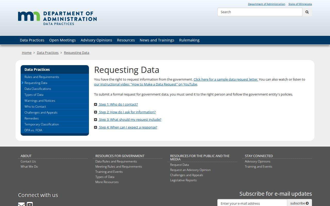 Minnesota released inmate statewide data request resources